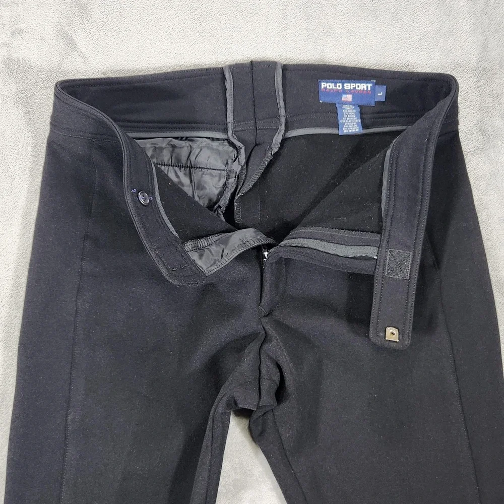 Vintage Polo Sport Ralph Lauren Snow Pants Mens 33x30 Black Stirrup Ski Zip Cuff